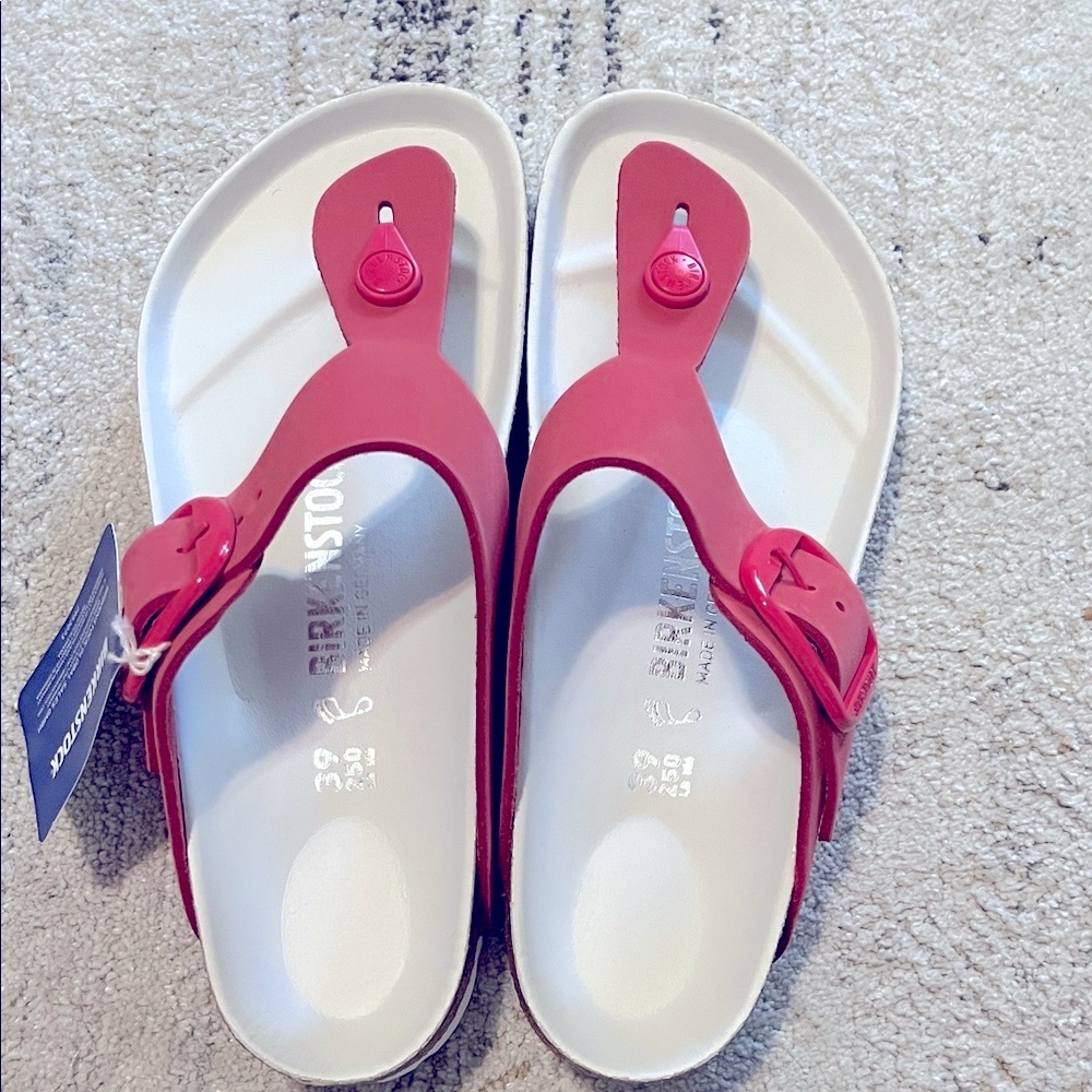 Birkenstock PinkThong Sandals with White Footbed - Picture 3 of 9